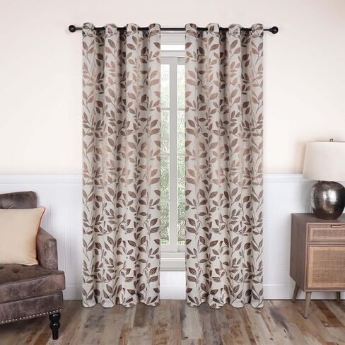 Superior Blackout Curtains, Room Darkening Window Accent for Bedroom, Sun Blocking, Thermal, Modern Bohemian Curtains, Leaves Collection, Set of 2 Panels, Rod Pocket - 26 in x 63 in, Bronze in Saudi Arabia