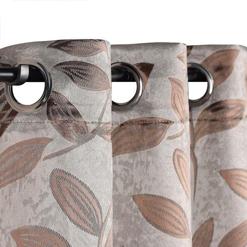 Superior Blackout Curtains, Room Darkening Window Accent for Bedroom, Sun Blocking, Thermal, Modern Bohemian Curtains, Leaves Collection, Set of 2 Panels, Rod Pocket - 26 in x 63 in, Bronze in Saudi Arabia