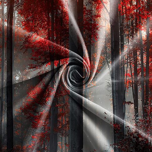 Baocicco Forest Themed Blackout Window Curtains Woodland Red Leaves Bush Pattern Print Curtain with Grommets Mystical Fantasy Art Darkening Drapes for Living Room Bedroom 2 Panels 42x63 Inch in Saudi Arabia