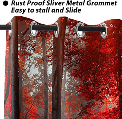 Baocicco Forest Themed Blackout Window Curtains Woodland Red Leaves Bush Pattern Print Curtain with Grommets Mystical Fantasy Art Darkening Drapes for Living Room Bedroom 2 Panels 42x63 Inch in Saudi Arabia