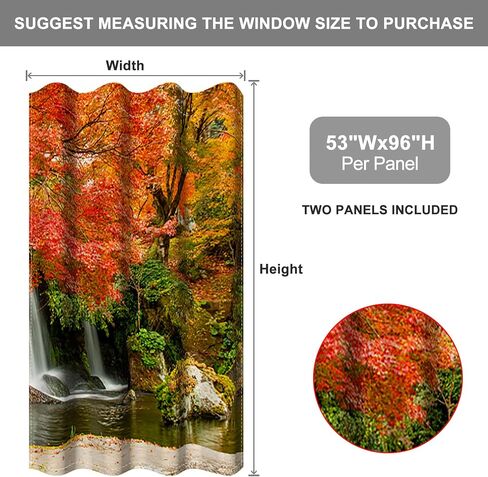 Baocicco Forest Themed Blackout Window Curtains Woodland Red Leaves Bush Pattern Print Curtain with Grommets Mystical Fantasy Art Darkening Drapes for Living Room Bedroom 2 Panels 42x63 Inch in Saudi Arabia