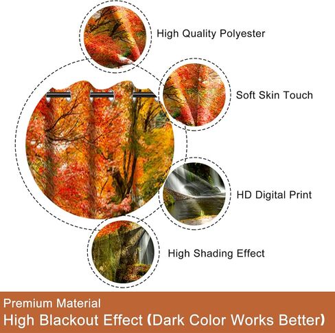 Baocicco Forest Themed Blackout Window Curtains Woodland Red Leaves Bush Pattern Print Curtain with Grommets Mystical Fantasy Art Darkening Drapes for Living Room Bedroom 2 Panels 42x63 Inch in Saudi Arabia