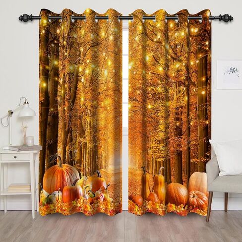Baocicco Forest Themed Blackout Window Curtains Woodland Red Leaves Bush Pattern Print Curtain with Grommets Mystical Fantasy Art Darkening Drapes for Living Room Bedroom 2 Panels 42x63 Inch in Kuwait