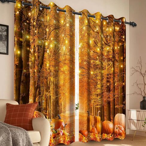 Baocicco Forest Themed Blackout Window Curtains Woodland Red Leaves Bush Pattern Print Curtain with Grommets Mystical Fantasy Art Darkening Drapes for Living Room Bedroom 2 Panels 42x63 Inch in Kuwait