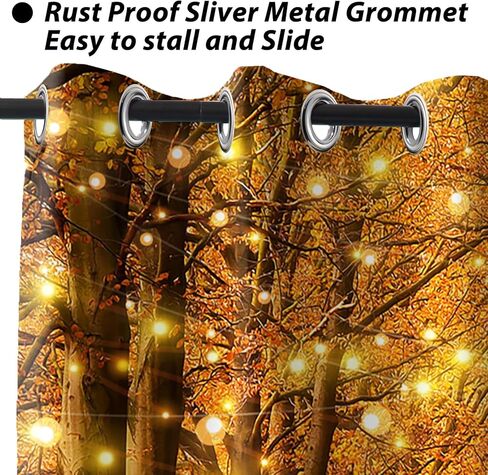 Baocicco Forest Themed Blackout Window Curtains Woodland Red Leaves Bush Pattern Print Curtain with Grommets Mystical Fantasy Art Darkening Drapes for Living Room Bedroom 2 Panels 42x63 Inch in Kuwait