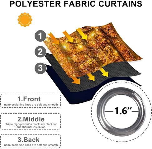 Baocicco Forest Themed Blackout Window Curtains Woodland Red Leaves Bush Pattern Print Curtain with Grommets Mystical Fantasy Art Darkening Drapes for Living Room Bedroom 2 Panels 42x63 Inch in Kuwait