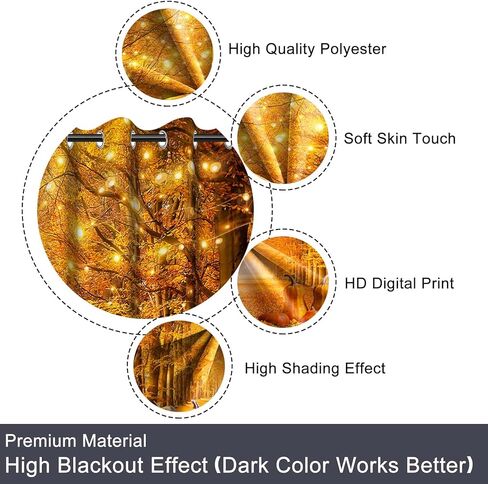 Baocicco Forest Themed Blackout Window Curtains Woodland Red Leaves Bush Pattern Print Curtain with Grommets Mystical Fantasy Art Darkening Drapes for Living Room Bedroom 2 Panels 42x63 Inch in Kuwait