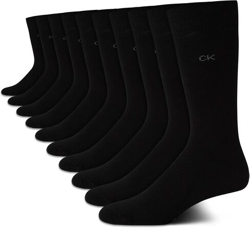 Calvin Klein Men's Dress Socks - 10 Pack Plain and Printed Crew Calf Compression Socks - Athletic Running Socks for Men, 7-12 in Saudi Arabia