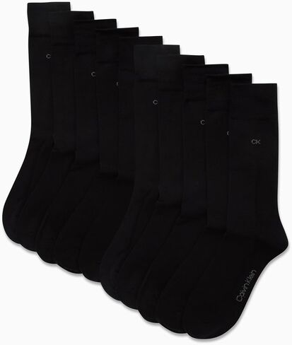 Calvin Klein Men's Dress Socks - 10 Pack Plain and Printed Crew Calf Compression Socks - Athletic Running Socks for Men, 7-12 in Saudi Arabia