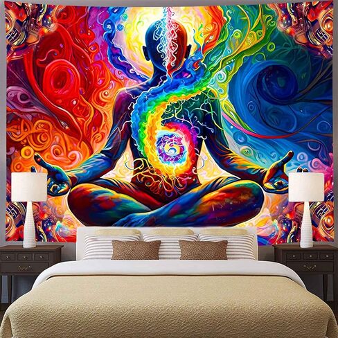 Aidatain اليوغا التأمل نسيج ملون الفضاء جدار نسيج الروحي ماندالا نسيج، حجم 80 "× 60" الفن المفروشات الشاطئ بطانية لغرفة المعيشة النوم غرفة نوم ديكور المنزل GTDWAT163 in Kuwait