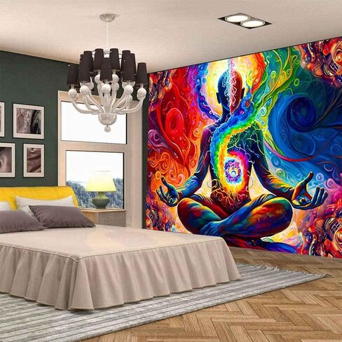 Aidatain اليوغا التأمل نسيج ملون الفضاء جدار نسيج الروحي ماندالا نسيج، حجم 80 "× 60" الفن المفروشات الشاطئ بطانية لغرفة المعيشة النوم غرفة نوم ديكور المنزل GTDWAT163 in Kuwait