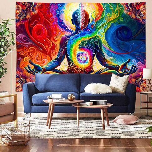 Aidatain اليوغا التأمل نسيج ملون الفضاء جدار نسيج الروحي ماندالا نسيج، حجم 80 "× 60" الفن المفروشات الشاطئ بطانية لغرفة المعيشة النوم غرفة نوم ديكور المنزل GTDWAT163 in Kuwait