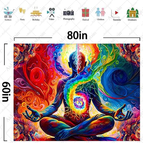 Aidatain اليوغا التأمل نسيج ملون الفضاء جدار نسيج الروحي ماندالا نسيج، حجم 80 "× 60" الفن المفروشات الشاطئ بطانية لغرفة المعيشة النوم غرفة نوم ديكور المنزل GTDWAT163 in Kuwait