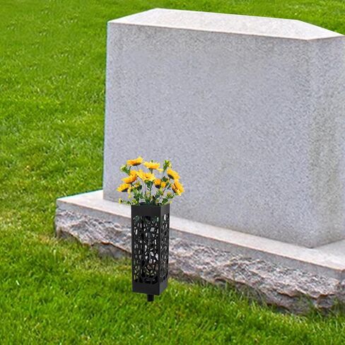 8 قطع من مزهرية تذكارية لتزيين القبر مقاس 30.48 سم، حاملات زهور بلاستيكية للمقبرة مع مسامير، مزهريات مقبرة سوداء للقبر، حاملات زهور المقبرة للقبر وشاهد القبر in Kuwait