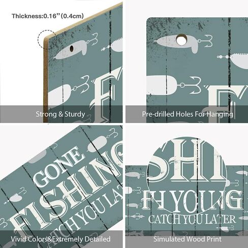 علامة Putuo Decor Gone Fishing Sign، ديكور حائط خارجي للشاطئ، المقصورة، كهف الرجل، البار، منزل البحيرة، لوحة معلقة مقاس 10×5 بوصات - صيد السمك يمسك بك لاحقًا in Saudi Arabia