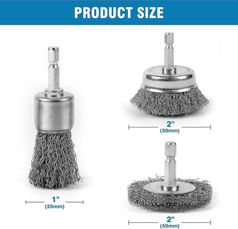 S SATC wire brush for drill,2pcs carbon steel cup brush,2pcs wheel brush,2pcs Pen brush with 1/4 inch hex shank for rust removal and surface sanding in Saudi Arabia