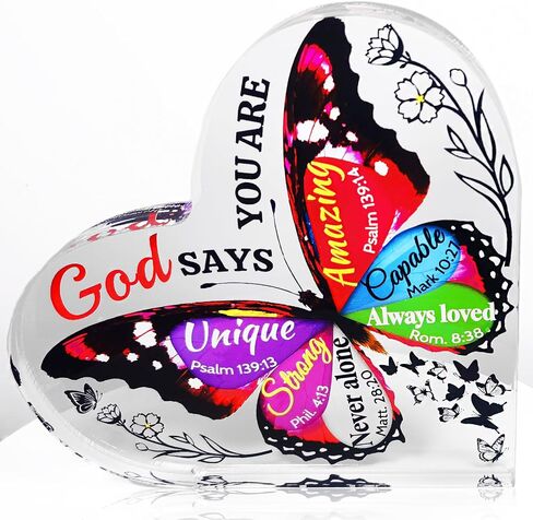 Christian Gifts for Women Faith, Acrylic Inspirational Religious Sign Plaque, Bible Verse Female Mom Sister Friend Birthday Spiritual Present, Office Coworker Keepsake (Christian-Butterfly) in Saudi Arabia