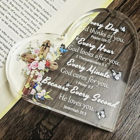Christian Gifts for Women Faith, Acrylic Inspirational Religious Sign Plaque, Bible Verse Female Mom Sister Friend Birthday Spiritual Present, Office Coworker Keepsake (Christian-Butterfly) in Saudi Arabia
