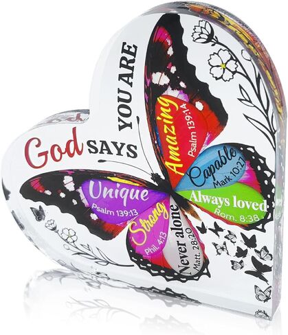 Christian Gifts for Women Faith, Acrylic Inspirational Religious Sign Plaque, Bible Verse Female Mom Sister Friend Birthday Spiritual Present, Office Coworker Keepsake (Christian-Butterfly) in Saudi Arabia