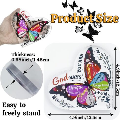 Christian Gifts for Women Faith, Acrylic Inspirational Religious Sign Plaque, Bible Verse Female Mom Sister Friend Birthday Spiritual Present, Office Coworker Keepsake (Christian-Butterfly) in Saudi Arabia