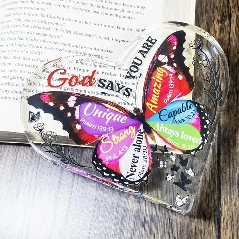 Christian Gifts for Women Faith, Acrylic Inspirational Religious Sign Plaque, Bible Verse Female Mom Sister Friend Birthday Spiritual Present, Office Coworker Keepsake (Christian-Butterfly) in Saudi Arabia