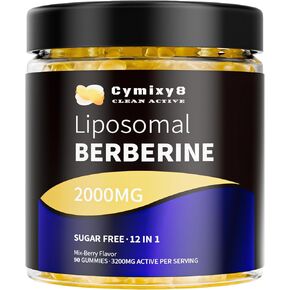 12 in 1 Berberine HCL Gummies-High Bioavailability Liposomal Berberine Gummies with for Women and Men, Berberine with Ceylon Cinnamon & Vegan Supplement- AMPK Activator (180 count)