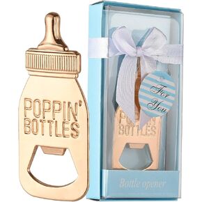 Pack of 16 Poppin Bottle Opener Baby Shower Favors Gift with Exquisite Packaging Box,Baby Shower Souvenirs For Guests Baby Shower Party Decor Supplies by WeddParty (Blue 16pcs)