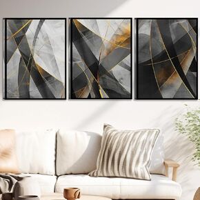 Framed Abstract Wall Art, Modern Boho Black and White Wall Decor Geometric Canvas Wall Art for Living Room Bedroom Bathroom Office, Ready to Hang (Set of 6, 8x10 Inch, Framed)