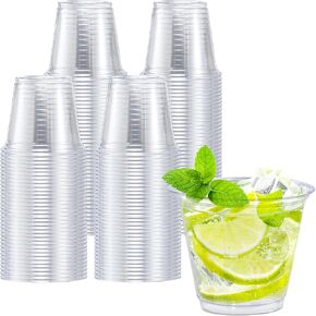 Lamosi 16 oz Clear Plastic Cups, 100 Pack Disposable Party Cups, PET Plastic Drinking Cups for Party & Wedding, Clear Cocktail Cups for Cold Drinks