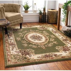 Well Woven Pastoral Medallion Green French Area Rug (2'3" x 3'11") European Floral Formal Traditional Area Rug Easy Clean Stain Fade Resistant Modern Classic Contemporary Thick Soft Plush Doormat