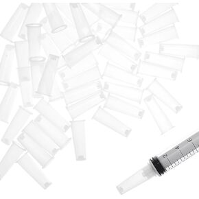 BENECREAT 60pcs Syringe Tip Caps, White Syringe Caps Plastic Lid Protectors for Lock Syringe Tip Opener Dispenser Portable Sealing Clean