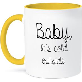 3dRose BABY, ITS COLD OUTSIDE, Yellow Mug, 11 oz