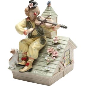20867 Clown with Violin Musical Ceramic Figurine, 6-1/4-Inch, Yellow