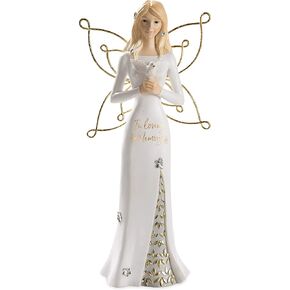 Pavilion Gift Company in Loving Memory-9 Inch White & Gold Angel Figurine, 9"