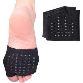 Metatarsal Pads, Anti-Slip Gel Ball of Foot Cushions Soft Elastic Fabric Compression Sleeve, Forefoot Cushion Pads, Foot Care for Bunion Metatarsalgia Mortons Neuroma Calluses Blisters (L, Black)
