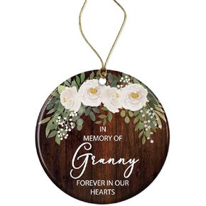 in Memory of Granny Forever in Our Hearts Ornament - Granny Angel Loving - Memorial Granny Christmas Ornament - Memory Gift for Loss of Granny - Remembrance Ceramic Ornament Printed on One Side
