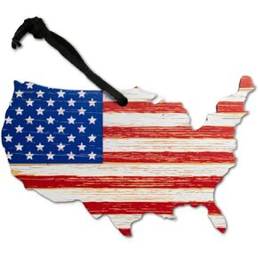 Flags of Valor American Flag Christmas Ornament, Red White and Blue Hanging Wood Ornament with Gift Box, 2.5" T x 4" W, Patriotic Decor for Tree, Fourth of July, Independence Day, Memorial Day
