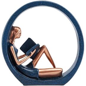 تمثال راتنج فتاة القراءة، منحوتة دائرية لفتاة اليوغا، هدية تمثال صغير لمعلمي القراء للمكتب، الخزانة، رف الكتب، ديكور المنزل المكتبي (الحجم: 8.07 × 8.07 بوصة) in Kuwait