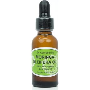 Dr Adorable - 1 oz with dropper - Moringa Oleifera Oil - 100% Pure Organic Natural Cold Pressed (Glass Bottle)