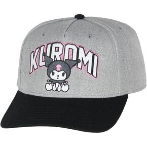 Sanrio Adult Kuromi Embroidered Precurve Snapback Cap Hat OSFM Grey