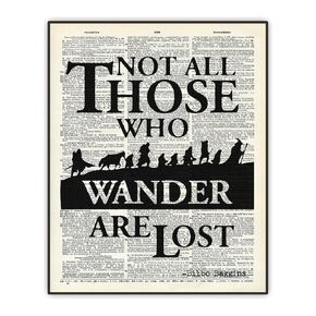 J.R.R. Tolkien Quote Print - Dictionary Art Print - Lord of the Rings Book Quote - Inspirational Wall Decor - LOTR Gandalf Quote "Not All Those Who Wander Are Lost" UNFRAMED Print 8"x10"