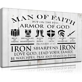 Put on the Full Armor of God Christian Canvas Wall Art Inspiring Ephesians 6:10 Bible Religion Picture Wall Decor Poster Print for Living Room Bedroom Man Cave Office Home Decoration