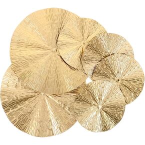 SEWACC 6pcs Sunburst Metal Home Wall Art Decor Gold Wall Art Metal Modern Accent Large Circle Hanging Decorations Above Bed Sculpture Circular Combination Ornament