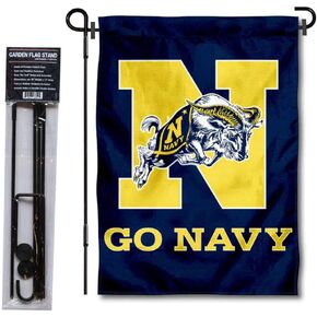 US Navy Midshipmen Go Navy Garden Flag with Stand Holder