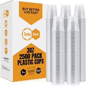Turbo Bee 2500Pack 3oz Plastic Cups,Disposable Mouthwash Cups,3 Ounce Small Cups Ideal for Drinking Tasting, Food Samples，Mini Bathroom Cups
