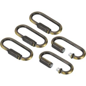 PATIKIL 4mm Steel Chain Quick Links, 5 Pack Screw Locking Chain Connector Oval Snap in Ring Hook Clips for Chandelier Backpack Tent, 44 Lbs Black