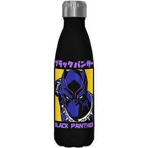 Marvel Classic Black Panther Kanji 17 oz Stainless Steel Water Bottle, 17 Ounce, Multicolored