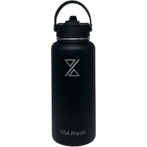 Yaa Fresh 24Oz BPA-Free 24 Hr Cold/12 Hr Hot Insulated Stainless Steel Sports Water Bottle with Straw and Lid, Food-grade Double Walled, Leakproof, Insulated Thermos, Wide Mouth for Men, Women & Kids