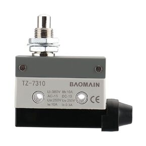 Baomain Horizontal Limit Switch TZ-7310 Panel Mount Plunger Momentary Ui 380V Ith 10A Pack of 1