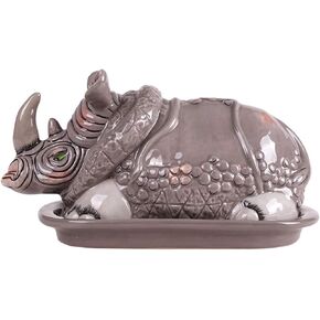 Blue Sky Ceramic 7.5"X4.75"X4" Rhino Butter Dish